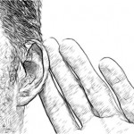 Drawing of man listening